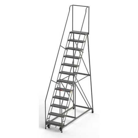 EGA Industrial Rolling Ladder, 12 Steps, 24"W Perforated Tread, Unassembled, 450 lbs. Capacity B12026HKD