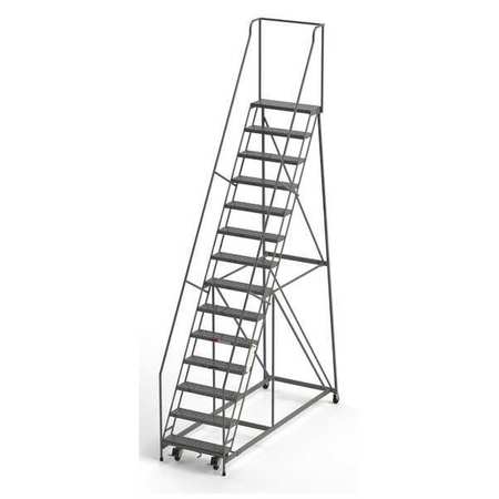 EGA Industrial Rolling Ladder, 14 Steps, 30"W Perforated Tread, Unassembled, 450 lbs. Capacity B14032HKD