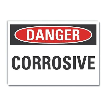 LYLE Corrosive Materials Danger Label, 5 in H, 7 in W, Polyester, Horizontal, English, LCU4-0326-ND_7X5 LCU4-0326-ND_7X5