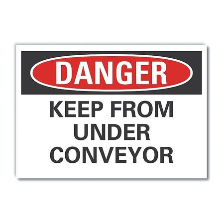 LYLE Conveyor Safety Danger Reflective Label, 10 in Height, 14 in Width, Reflective Sheeting, English LCU4-0475-RD_14X10