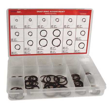 G.L. HUYETT External Retaining Ring Assortment, Carbon Spring Steel, Phosphate Finish, 150 Pieces, 18 Sizes DISP-DSH150