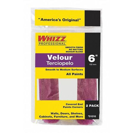 Whizz Professional 6" Paint Roller Cover, Velour, 2 PK 51016