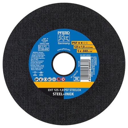 PFERD 5" x .040" Cut-Off Wheel, 7/8" A.H. - PSF STEELOX - Type 1 63541