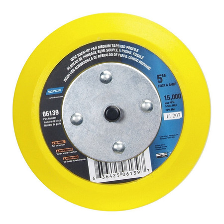 NORTON ABRASIVES Sanding Disc, Color Yellow, 15,000 RPM 63642506139