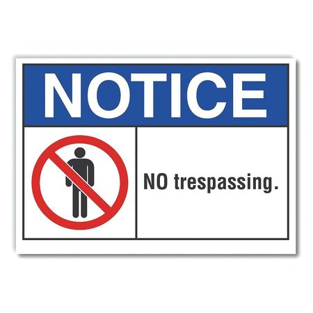 LYLE No Trespassing Notice Reflective Label, 10 in Height, 14 in Width, Reflective Sheeting, English LCU5-0009-RD_14X10
