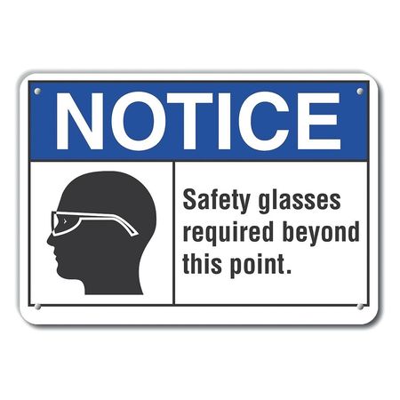 LYLE Safety Glasses Notice, Plastic, 14"x10", Width: 14 in LCU5-0035-NP_14X10