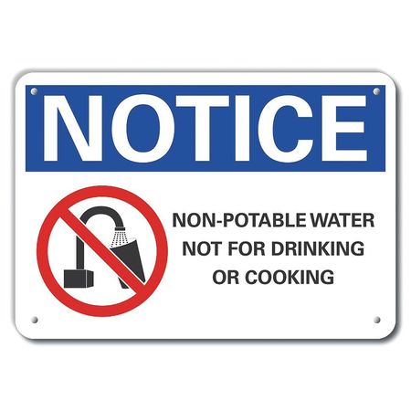 LYLE Non-Potable Water Notice, Aluminm, 14"x10", Header Background Color: Blue, LCU5-0068-NA_14X10 LCU5-0068-NA_14X10