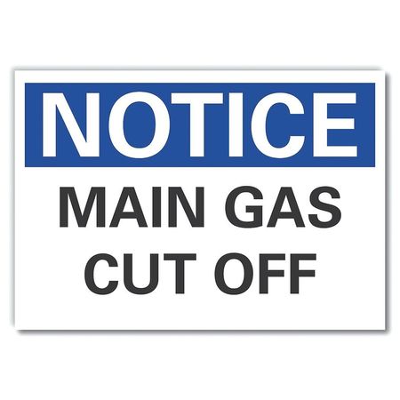 LYLE Main Gas Cut off Notice, Decal, 14"x10", 10 in Height, 14 in Width, Polyester, Horizontal Rectangle LCU5-0098-ND_14X10