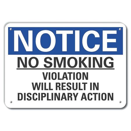 LYLE Plastic No Smoking Notice Sign, 7" H, 10" W, Plastic, Vertical Rectangle, LCU5-0255-NP_10X7 LCU5-0255-NP_10X7