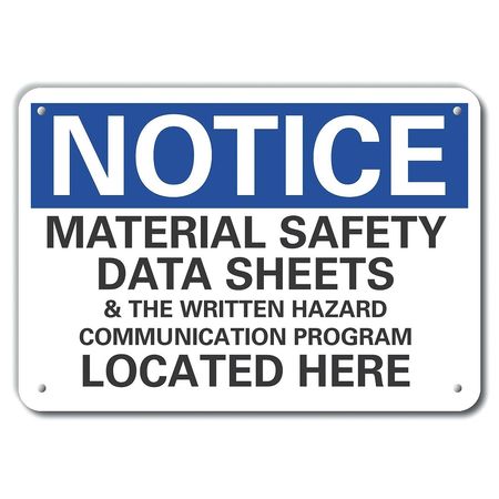 LYLE Msds Info Notice Sign, 10x14in, Plastic LCU5-0296-NP_14X10