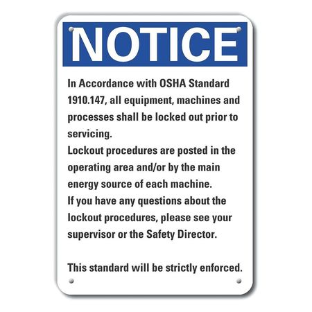 Lyle Reflective  Lockout Tagout Notice Sign, 10 in Height, 7 in Width, Aluminum, Horizontal Rectangle LCU5-0308-RA_10X7