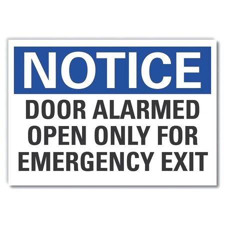 LYLE Door Alarmed Open Notice, Decal, 5"x3.5" LCU5-0197-ND_5X3.5