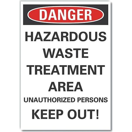 LYLE Hazardous Waste Danger Label, 7 in Height, 5 in Width, Polyester, Vertical Rectangle, English LCU4-0681-ND_7X5