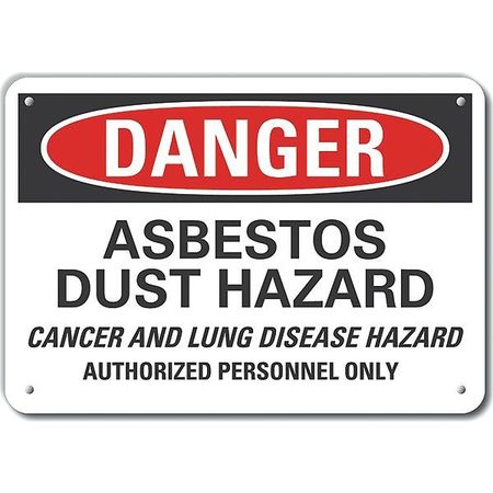 LYLE Plastic Asbestos Danger Sign, 10 in H, 14 in W, Horizontal Rectangle, LCU4-0698-NP_14X10 LCU4-0698-NP_14X10