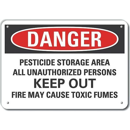 LYLE Plastic Pesticide Danger Sign, 7 in H, 10 in W, Plastic, Vertical Rectangle, LCU4-0702-NP_10X7 LCU4-0702-NP_10X7