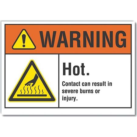 LYLE Decal, Warning Hot Contact Can, 5 x 3.5", 3 1/2 in H, 5 in W, Polyester, English, LCU6-0001-ND_5X3.5 LCU6-0001-ND_5X3.5