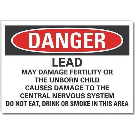 LYLE Lead Hazard  Danger Reflective Label, 3 1/2 in Height, 5 in Width, Reflective Sheeting, English LCU4-0719-RD_5X3.5