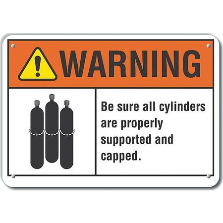 LYLE Aluminum Cylinder Handling Warning Sign, 7 in H, 10 in W, Vertical Rectangle, LCU6-0018-NA_10X7 LCU6-0018-NA_10X7