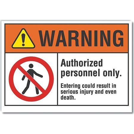 LYLE Decal, Warning Authorized, 7 x 5", Sign Background Color: Orange LCU6-0010-ND_7X5
