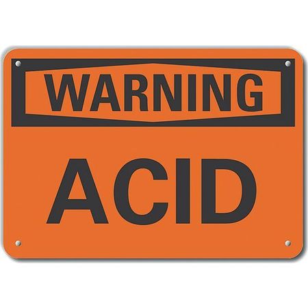 LYLE Reflective  Acid Warning Sign, 7 in Height, 10 in Width, Aluminum, Vertical Rectangle, English LCU6-0069-RA_10X7