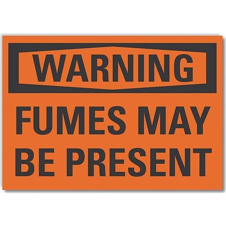 LYLE Fumes Warning Reflective Label, 10 in Height, 14 in Width, Reflective Sheeting, English LCU6-0096-RD_14X10