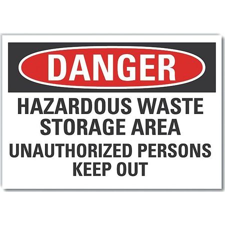 LYLE Hazardous Waste Danger Label, 10 in H, 14 in W, Polyester, Horizontal Rectangle, LCU4-0672-ND_14X10 LCU4-0672-ND_14X10