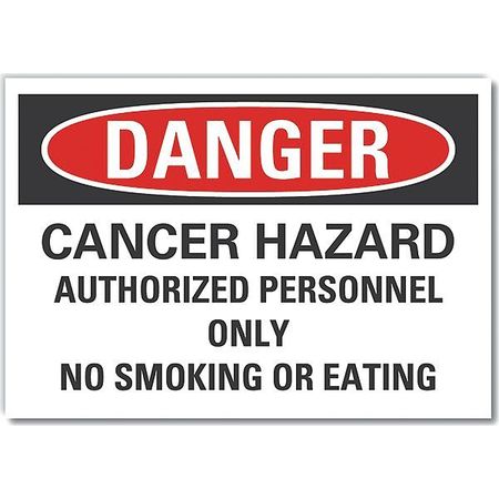 Cancer Hazard Danger Label, 7 In Height, 10 In Width, Polyester, Vertical Rectangle, English