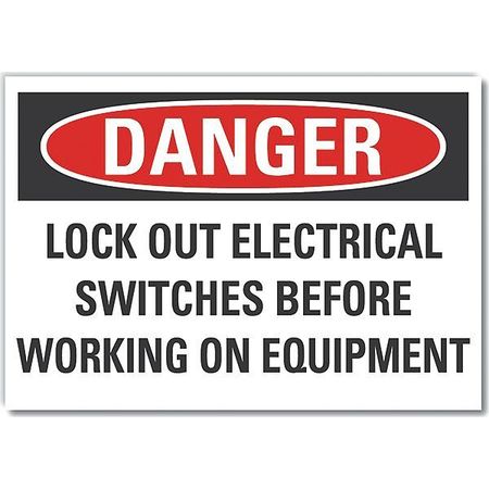 Lyle Decal, Danger Lock Out Electrical, 14x10", Height: 10 in LCU4-0666-ND_14X10