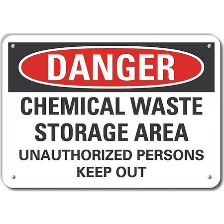 LYLE Aluminum Chemicals Danger Sign, 10 in H, 14 in W, Horizontal Rectangle, LCU4-0668-NA_14X10 LCU4-0668-NA_14X10