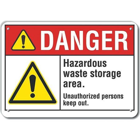 LYLE Plastic Hazardous Waste Danger Sign, 10 in H, 14 in W, Horizontal Rectangle, LCU4-0067-NP_14X10 LCU4-0067-NP_14X10