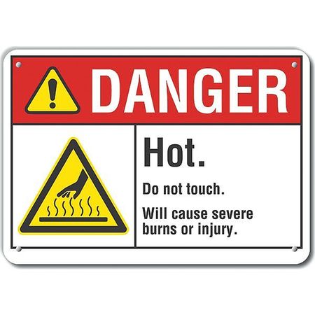 LYLE Reflective  Hot Surface Danger Sign, 10 in Height, 14 in Width, Aluminum, Horizontal Rectangle LCU4-0028-RA_14X10