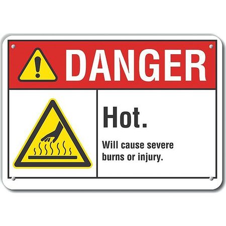 LYLE Plastic Hot Surface Danger Sign, 10 in Height, 14 in Width, Plastic, Horizontal Rectangle, English LCU4-0029-NP_14X10