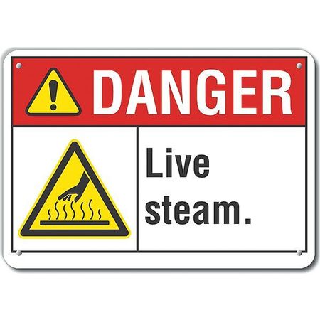 LYLE Alum Danger Live Steam, 10"x7", Sign Legend Text Color: Black, LCU4-0031-NA_10X7 LCU4-0031-NA_10X7