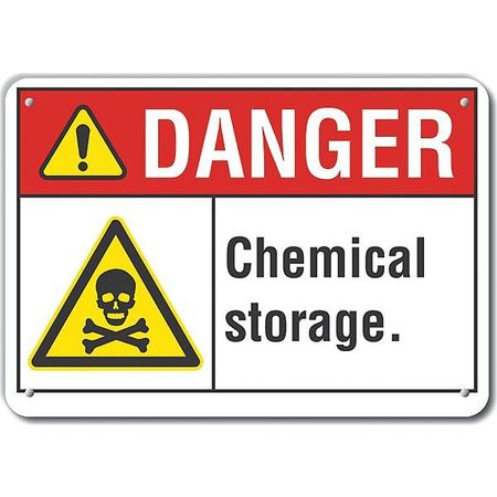 LYLE Reflective Chemicals Danger Sign, 7 in H, 10 in W, Vertical Rectangle, English, LCU4-0037-RA_10X7 LCU4-0037-RA_10X7