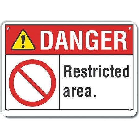 LYLE Aluminum Restricted Area Danger Sign, 7 in Height, 10 in Width, Aluminum, Vertical Rectangle LCU4-0123-NA_10X7