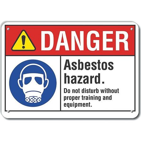 Lyle Aluminum Asbestos Danger Sign, 7 in H, 10 in W, Vertical Rectangle, LCU4-0101-NA_10X7 LCU4-0101-NA_10X7