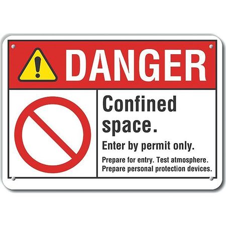 LYLE Reflalum Danger Confined, 10"x7", Sign Legend Text Color: Black LCU4-0104-RA_10X7