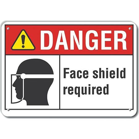 LYLE Alum Danger Face Shield, 14"x10", Header Legend Color: Black LCU4-0180-NA_14X10