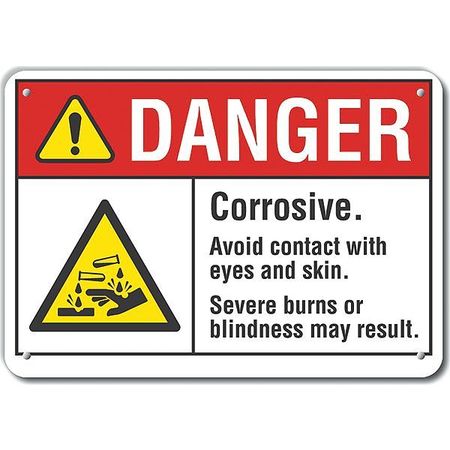 LYLE Aluminum Corrosive Materials Danger Sign, 7 in H, 10 in W, Vertical Rectangle, LCU4-0150-NA_10X7 LCU4-0150-NA_10X7