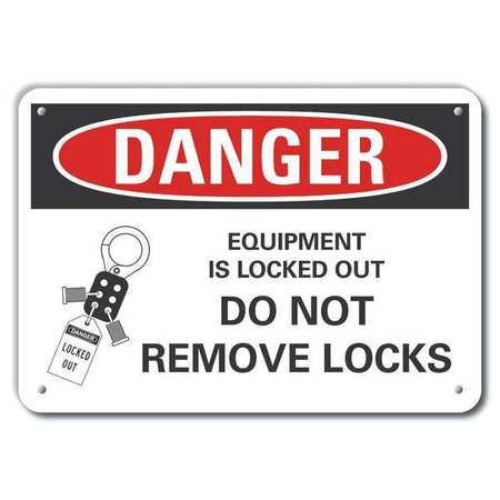 Lyle Reflective  Lockout Tagout Danger Sign, 7 in Height, 10 in Width, Aluminum, Vertical Rectangle LCU4-0258-RA_10X7