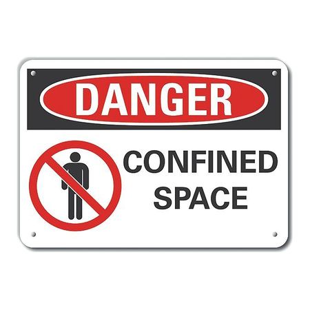 LYLE Reflalum Danger Confined Space, 10"x7", LCU4-0207-RA_10X7 LCU4-0207-RA_10X7