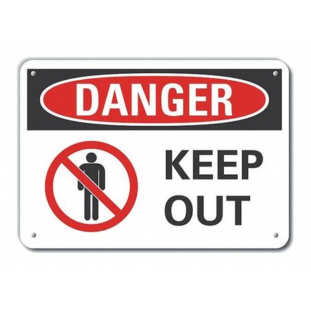 LYLE Reflalum Danger Keep Out, 10"x7", Height: 7 in LCU4-0209-RA_10X7