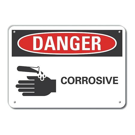 LYLE Plastic Corrosive Materials Danger Sign, 7 in H, 10 in W, Vertical Rectangle, LCU4-0216-NP_10X7 LCU4-0216-NP_10X7