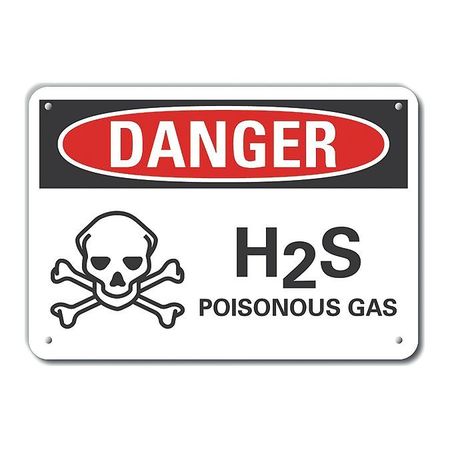 LYLE Reflective H(2)S Poisonous Gas Danger Sign, 10 in H, 14 in W, English, LCU4-0220-RA_14X10 LCU4-0220-RA_14X10