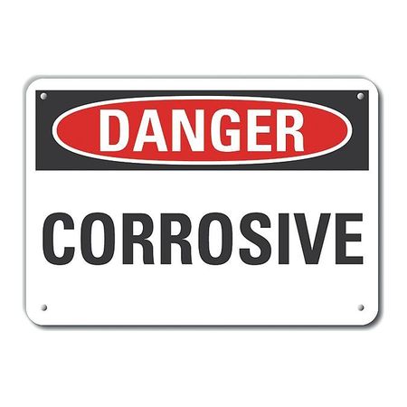 LYLE Plastic Corrosive Materials Danger Sign, 10 in H, 14 in W, Horizontal Rectangle, LCU4-0326-NP_14X10 LCU4-0326-NP_14X10