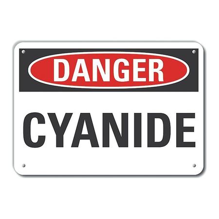 LYLE Reflective  Cyanide Danger Sign, 7 in Height, 10 in Width, Aluminum, Vertical Rectangle, English LCU4-0309-RA_10X7