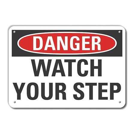 LYLE Plastic Steps Danger Sign, 10 in Height, 14 in Width, Plastic, Horizontal Rectangle, English LCU4-0382-NP_14X10
