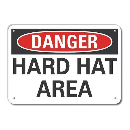 LYLE Decal, Danger Hard Hat Area, 14x10", Legend Style: Text LCU4-0358-NP_14X10