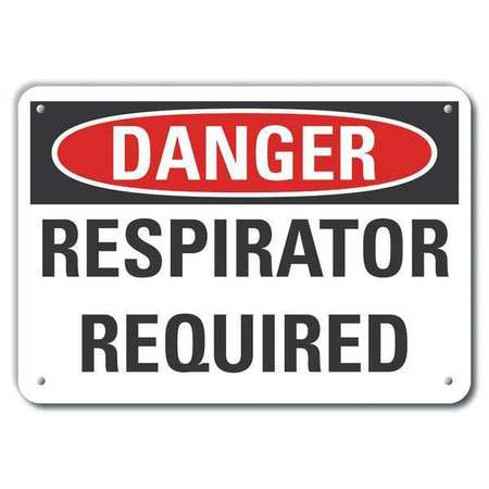 LYLE Alum Danger Respirator Required, 10"x7", Legend Style: Text LCU4-0427-NA_10X7