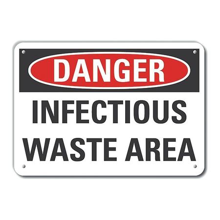 LYLE Reflective Infectious Waste Danger Sign, 10 in H, 14 in W, Horizontal Rectangle, LCU4-0448-RA_14X10 LCU4-0448-RA_14X10